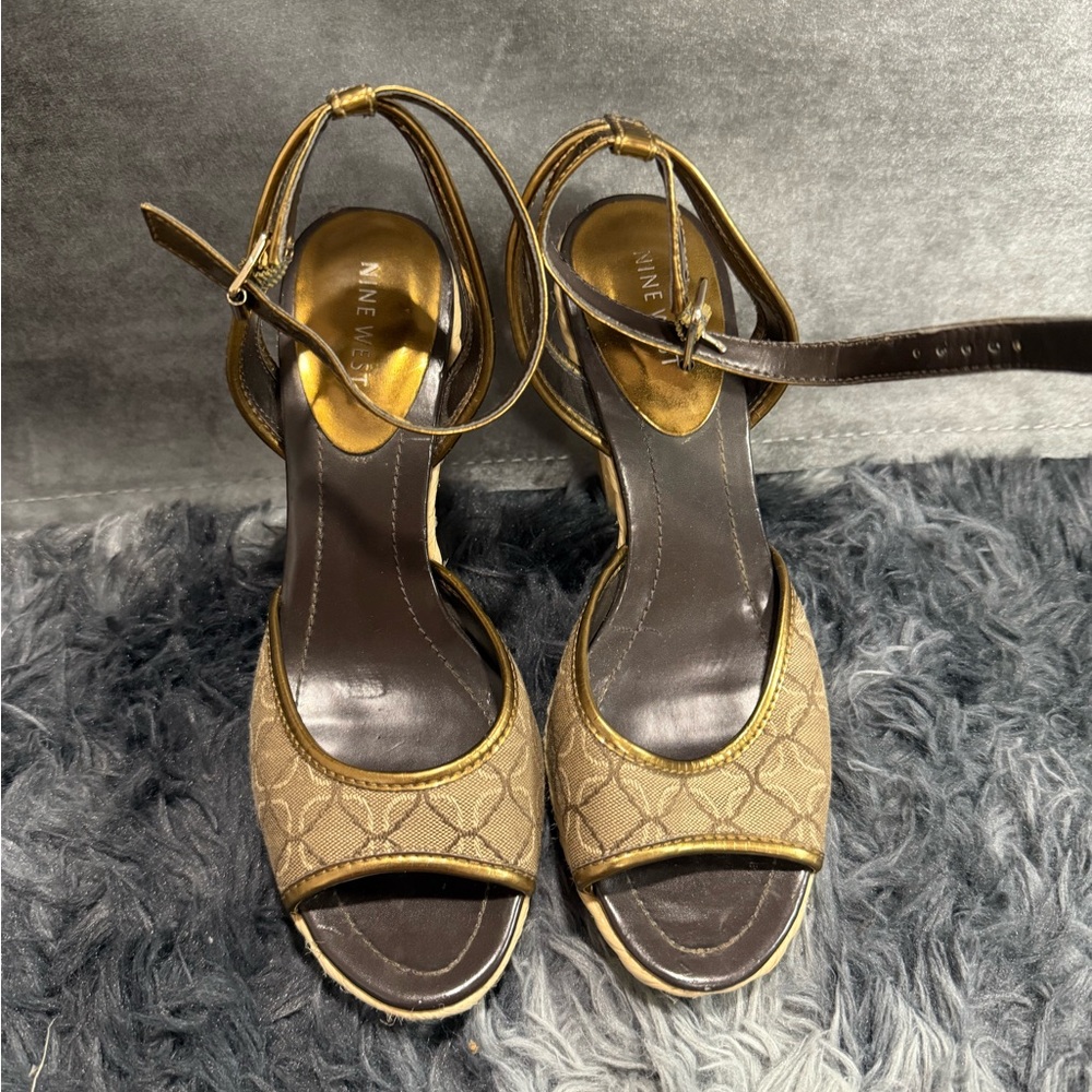 Nine West Brown Open-Toe Women's Shoes